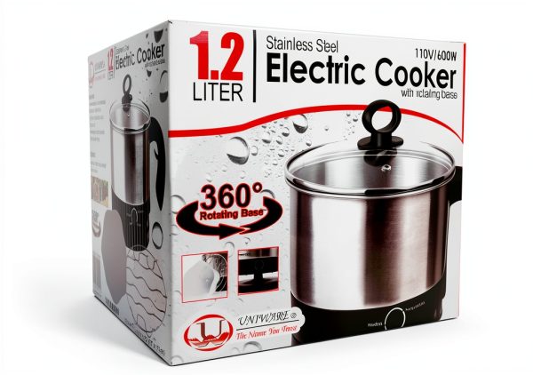 Uniware 1.2 Liter Stainless Steel Electric Cooker Rotating Base-3