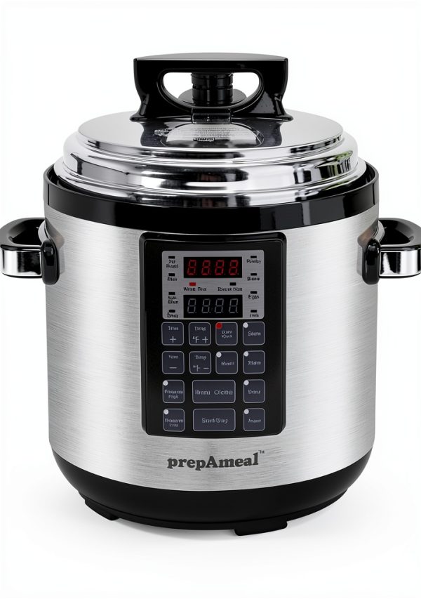 9-in-1 Electric Pressure Cooker 6QT by prepAmeal Silver Black-0