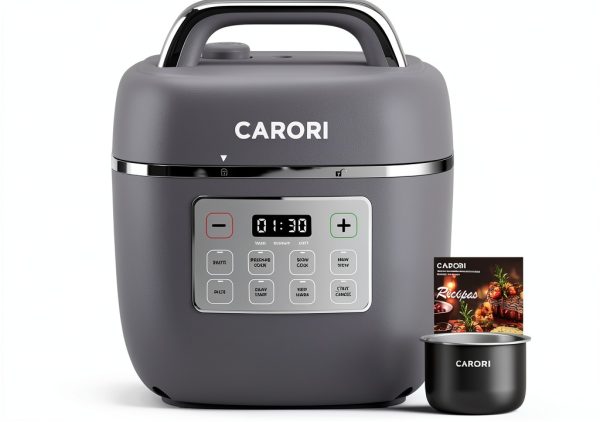 Electric Pressure Cooker Carori 3Qt 8-Function Ceramic Pot Gray-0