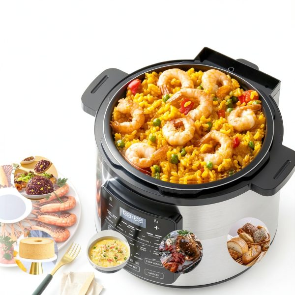 OLIXIS Electric Pressure Cooker 6 Quart Stainless Steel Multi Cooker Electric for Pressure 12-in-1 Rice, Steamer, Yogurt Maker, Slow Cook,Meat Stew, Cake, Porridge, Multigrain-8