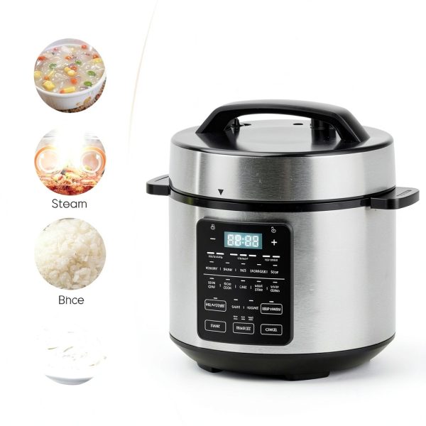 OLIXIS Electric Pressure Cooker 6 Quart Stainless Steel Multi Cooker Electric for Pressure 12-in-1 Rice, Steamer, Yogurt Maker, Slow Cook,Meat Stew, Cake, Porridge, Multigrain-3